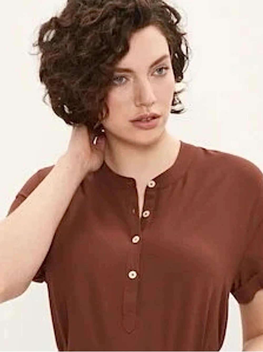 Frank & Oak brown textured shirt